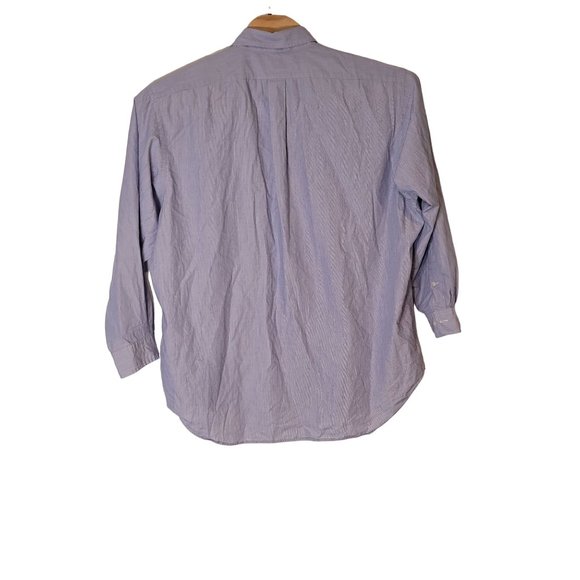 Ralph Lauren Yarmouth Blue‎ Tick Striped Button-Down Dress Shirt Size 17 1/2 - Picture 2 of 5